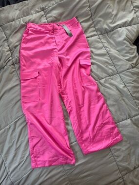 Wide Leg Cargo Pants in Hot Pink
